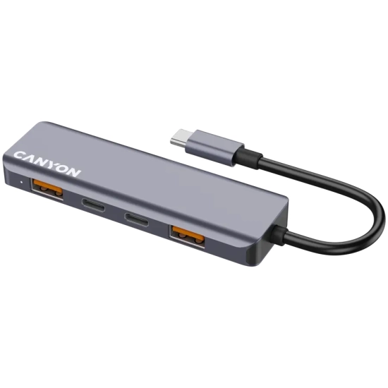 Hub USB-C CANYON DS-18 CNS-TDS18 5w1 szary