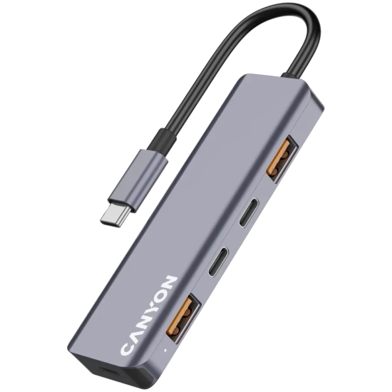 Hub USB-C CANYON DS-18 CNS-TDS18 5w1 szary