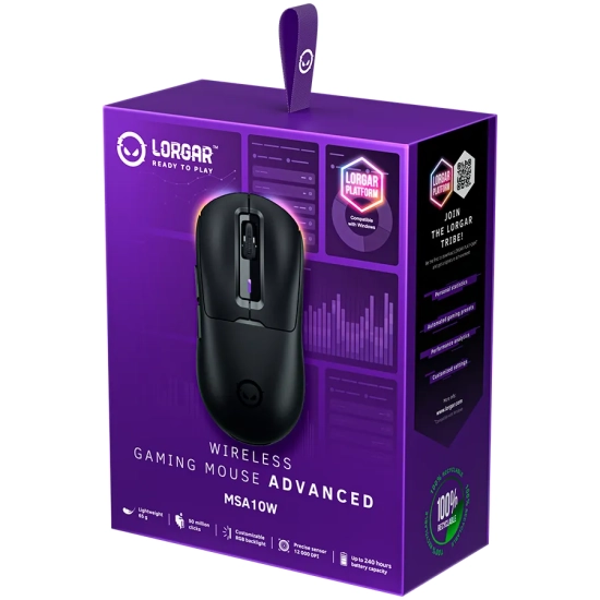 Lorgar Mysz gamingowa MSA10W 12000 dpi bezprzewodowa czarny
