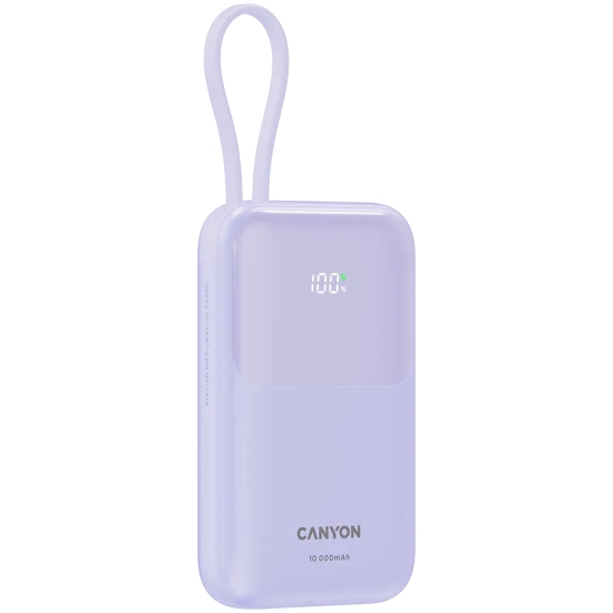 CANYON Power Bank OnPower 101 z kablem 10000 mAh PD22.5W Fiolet