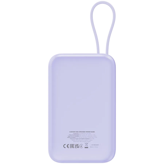 CANYON Power Bank OnPower 101 z kablem 10000 mAh PD22.5W Fiolet