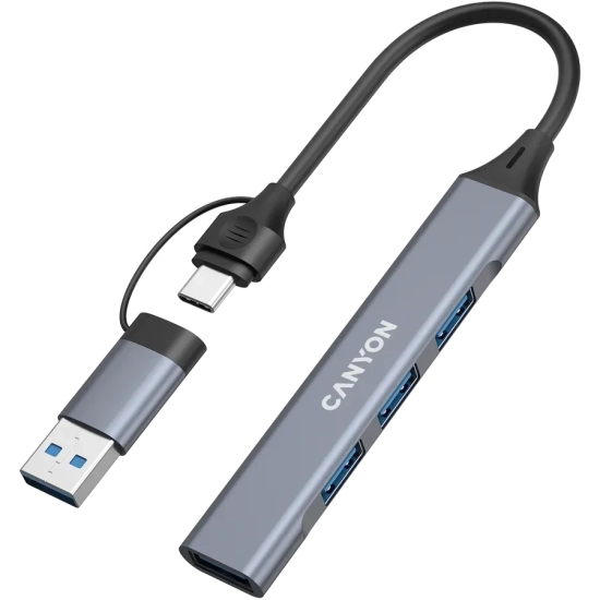Hub USB-C CANYON DS-02 CNS-TDS02G 4w1 szary