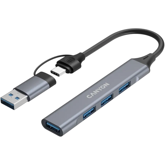 Hub USB-C CANYON DS-02 CNS-TDS02G 4w1 szary