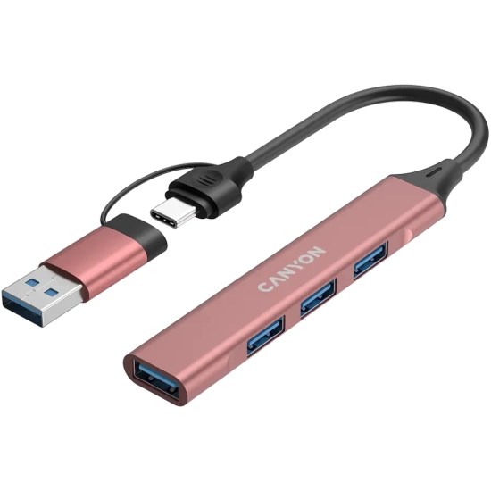 Hub USB-C CANYON DS-02 CNS-TDS02P 4w1 różowy