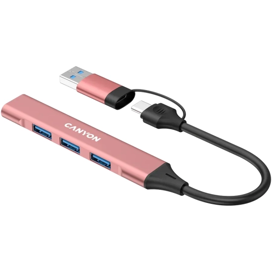 Hub USB-C CANYON DS-02 CNS-TDS02P 4w1 różowy