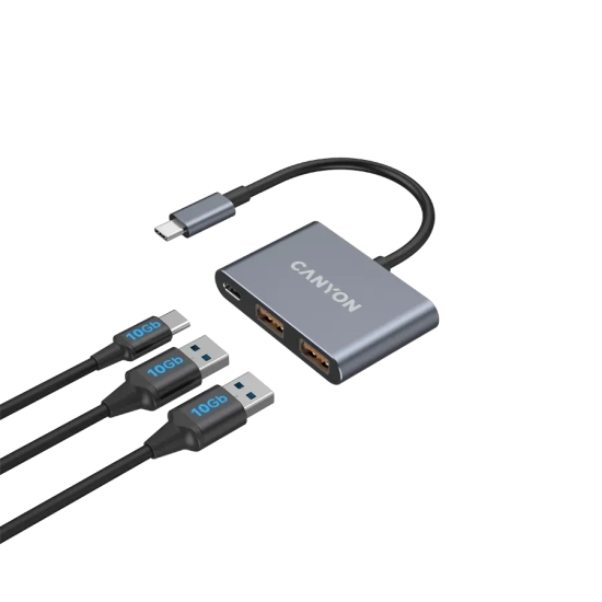 Hub USB-C CANYON DS-3 CNS-TDS3 3w1 ciemnoszary