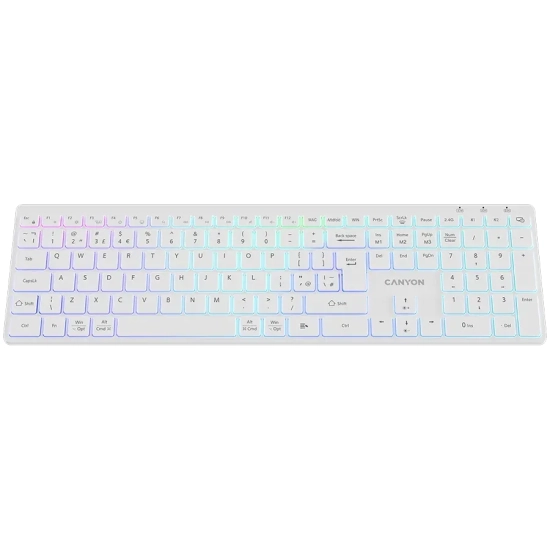 Klawiatura CANYON HKB-W11 RGB bezprzewodowa biała