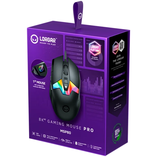 Lorgar Mysz gamingowa Pro MSP80 26000 dpi 8000 Hz czarny