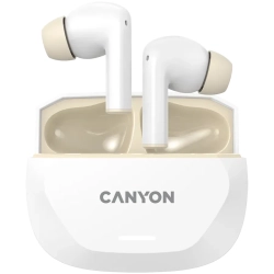 Słuchawki TWS CANYON Hexagon 7 ANC ENC Qi biało-beżowe