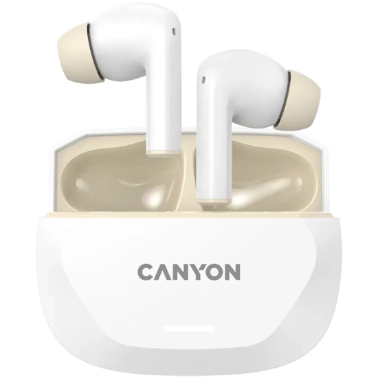 Słuchawki TWS CANYON Hexagon 7 ANC ENC Qi biało-beżowe