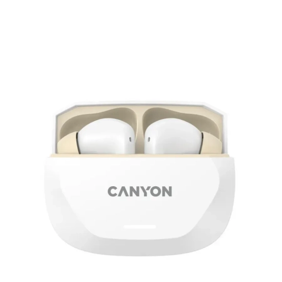 Słuchawki TWS CANYON Hexagon 7 ANC ENC Qi biało-beżowe