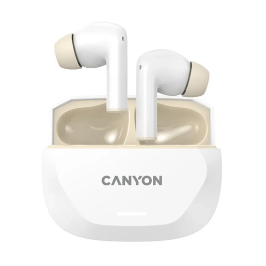 Canyon Słuchawki HEXAGON 7 TWS ANC+ENC Qi Biało-Beżowe