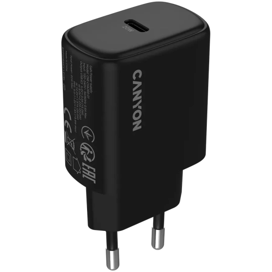 CANYON Ładowarka OnCharge 200 20W USB-C EU czarna