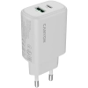 Biała ładowarka CANYON OnCharge 200 QC z portami USB-C i USB-A.