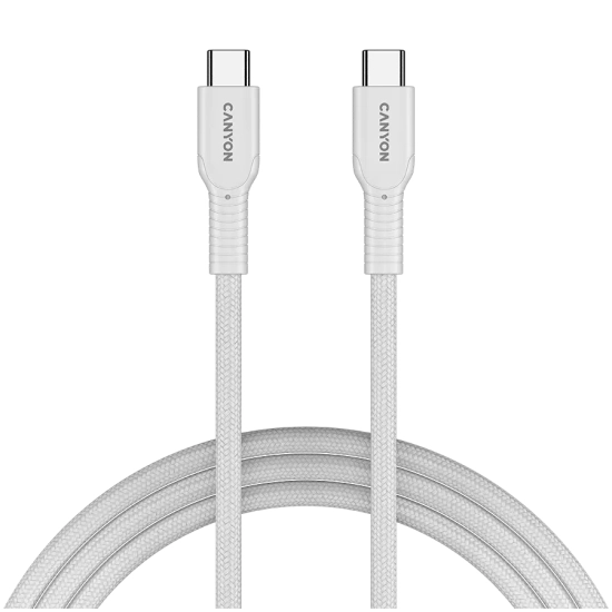 CANYON Kabel OnWire 60CL C-C 60W w oplocie 1m Biały