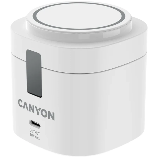 CANYON Stacja ładująca 4w1 bezprzew. 30W z kablem 1m biała