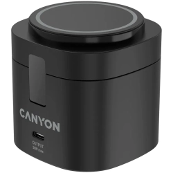 CANYON Stacja ładująca 4w1 bezprzew. 30W z kablem 1m czarna