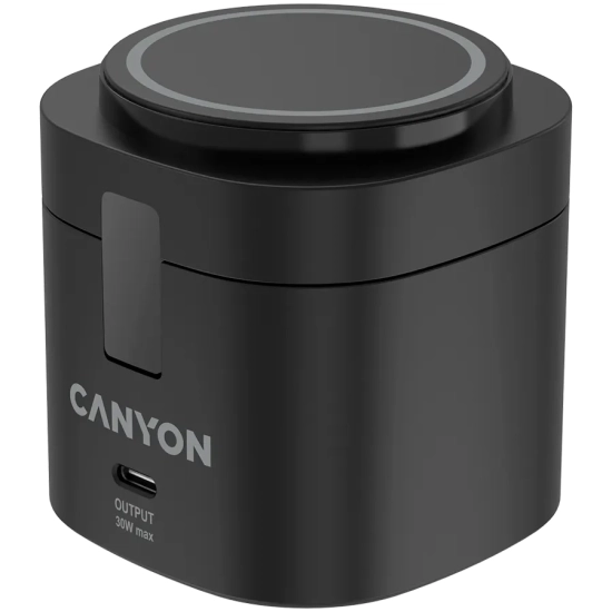 CANYON Stacja ładująca 4w1 bezprzew. 30W z kablem 1m czarna