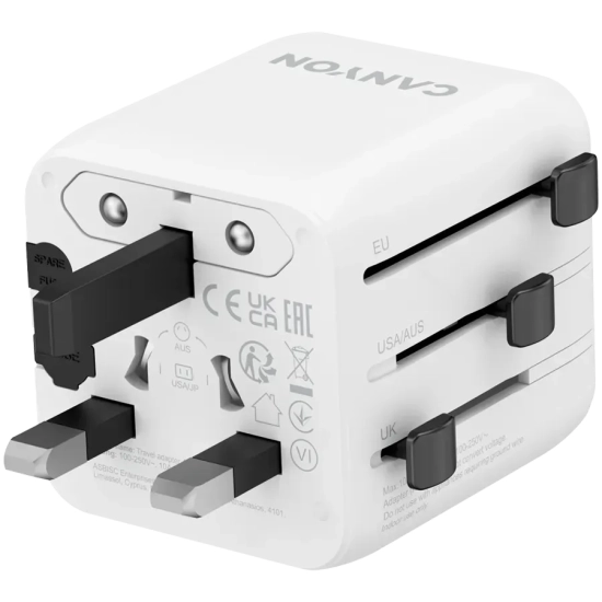 CANYON Adapter podróżny OnTour One EU UK US AUS biały