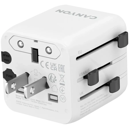 CANYON Adapter podróżny OnTour One EU UK US AUS biały
