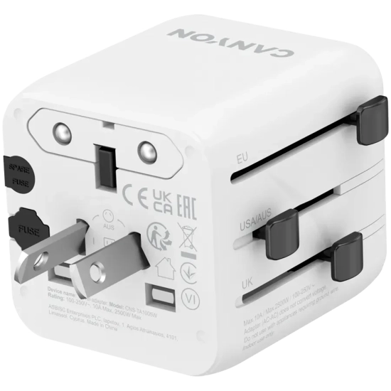CANYON Adapter podróżny OnTour One EU UK US AUS biały