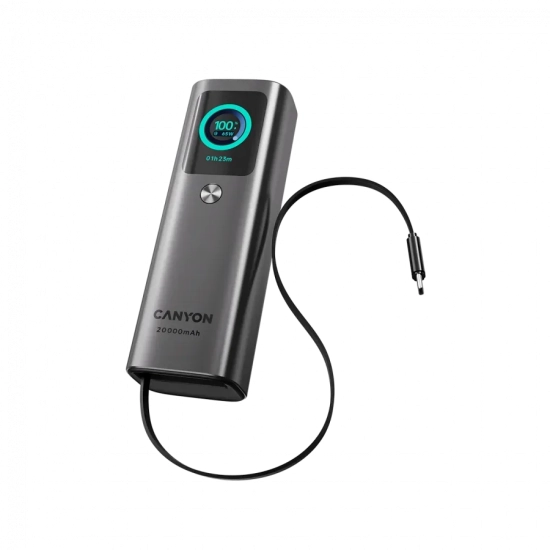CANYON Powerbank OnPower 265 20000 mAh 165W USB-C ciemnoszary
