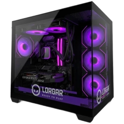 Komputer gamingowy LORGAR ADVANCED PCA201 LRG-PCA201-BK w kolorze czarny, z podświetleniem RGB.