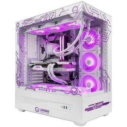 Komputer gamingowy LORGAR PRO PCP401 LRG-PCP401-WH w kolorze biały, z podświetleniem RGB.