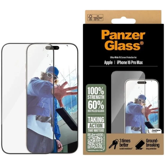 PanzerGlass Protector iPhone 16 Pro Max, Ultra-Wide Fit