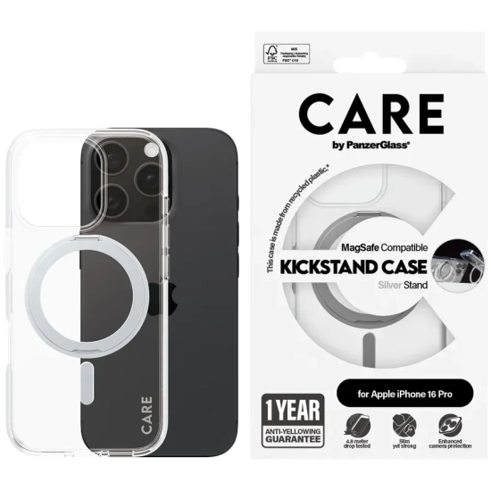 Etui PanzerGlass Feature do iPhone 16 Pro, przezroczyste, MagSafe i