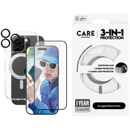 PanzerGlass Feature 3-in-1 Ceramic Bundle iPhone 16 Pro