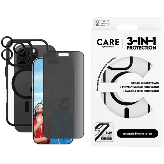 PanzerGlass Flagship 3-in-1 Privacy Bundle iPhone 16 Pro