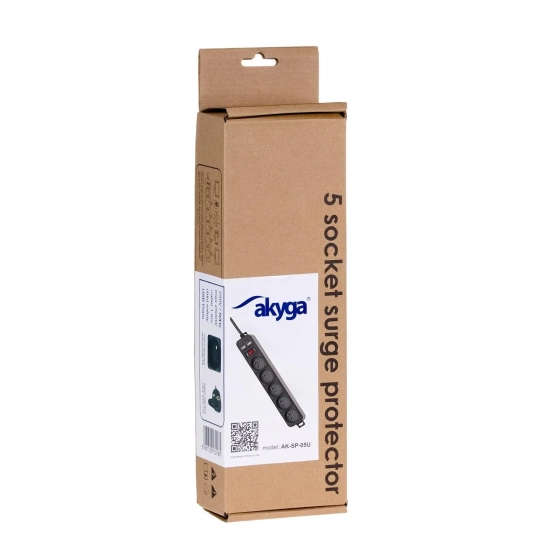Listwa Akyga AK-SP-05U 5 gniazd 2x USB-A 1,8 m