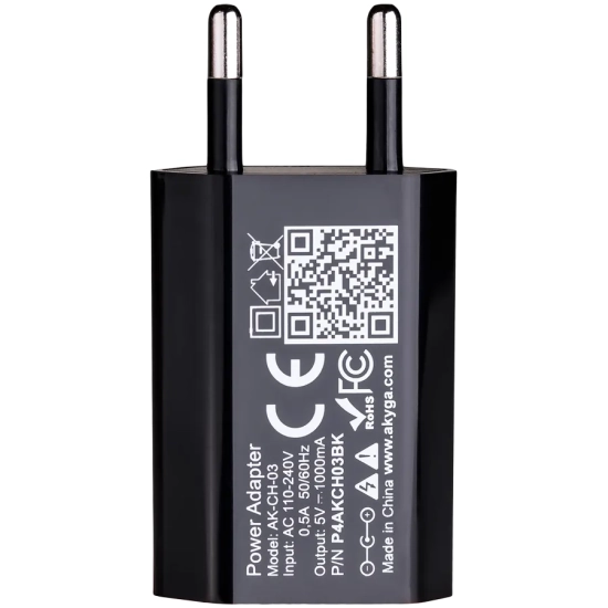 AKYGA Ładowarka sieciowa Akyga AK-CH-03BK 5W USB-A 5V / 1A czarna