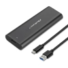 Obudowa Qoltec 50311 M.2 SATA NGFF USB-C; widoczny dokładny wariant produktu w kolorze Czarny.