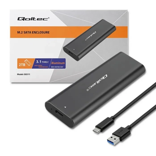 Qoltec Obudowa 50311 M.2 SATA NGFF USB-C
