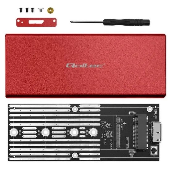 Qoltec Obudowa 51831 M.2 SATA USB 3.0 czerwony