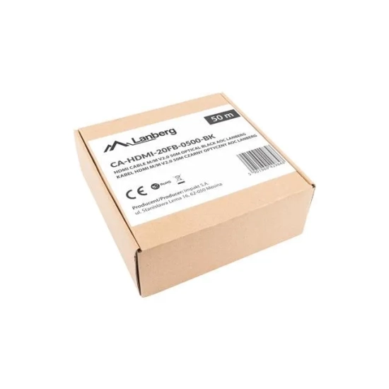 Lanberg Kabel optyczny HDMI 2.0 50 m AOC CA-HDMI-20FB-0500-BK