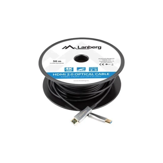 Lanberg Kabel optyczny HDMI 2.0 50 m AOC CA-HDMI-20FB-0500-BK