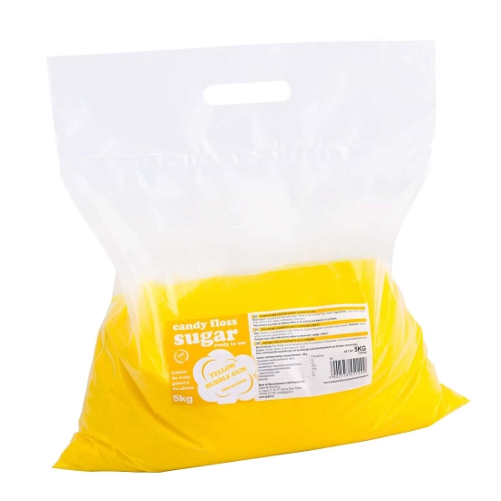 GSG24 Kolorowy cukier do waty cukrowej żółty o smaku gumy balonowej 5kg