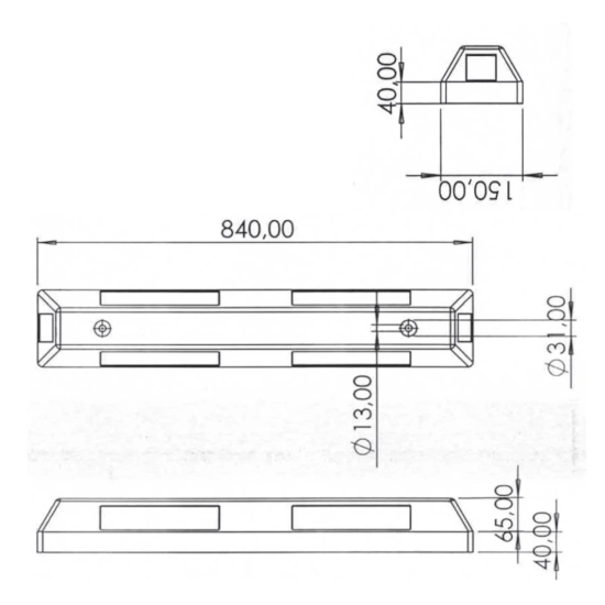 PRO-LINE Separator ogranicznik parkingowy z taśmą odblaskową 840x105x150mm