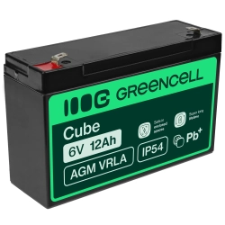 Akumulator Green Cell AGM01, wariant AGM VRLA 6 V 12 Ah, złącze Faston 187 (F1).