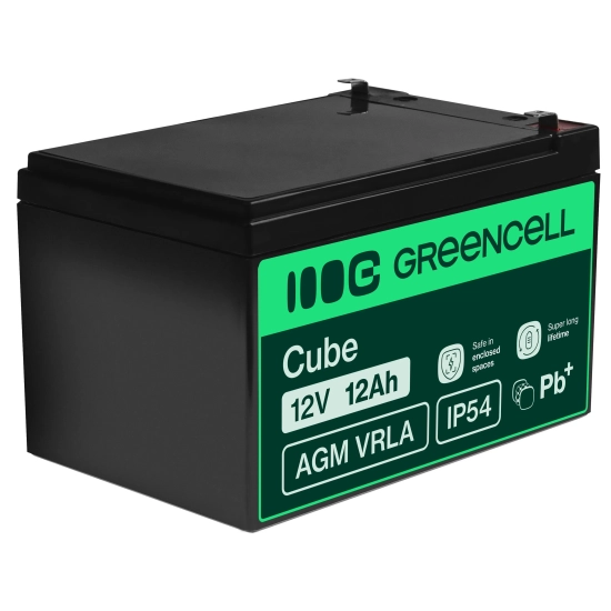 Akumulator Green Cell AGM07, wariant AGM VRLA 12 V 12 Ah, złącze Faston 250 (F2).