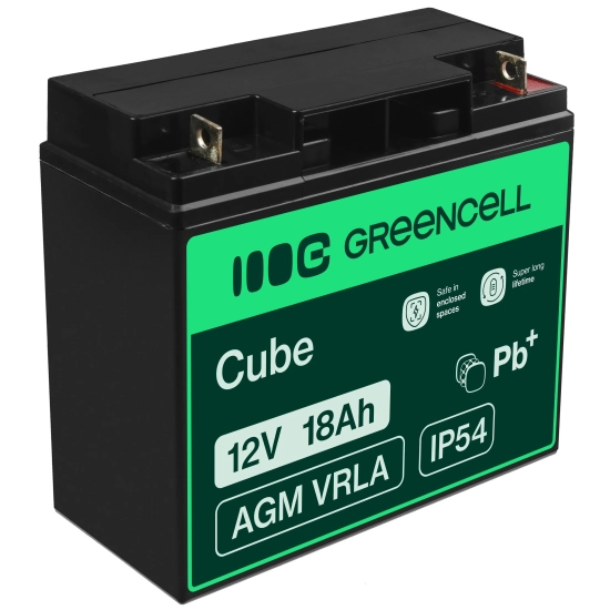 Akumulator Green Cell AGM09, wariant AGM VRLA 12 V 18 Ah, złącze M5 (F3).