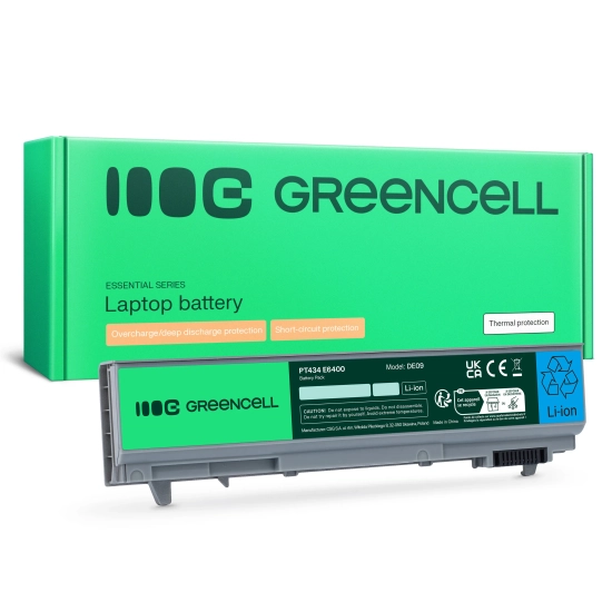 Srebrna bateria laptopowa Green Cell DE09, wariant 4400 mAh i 11,1 V, widok produktu.