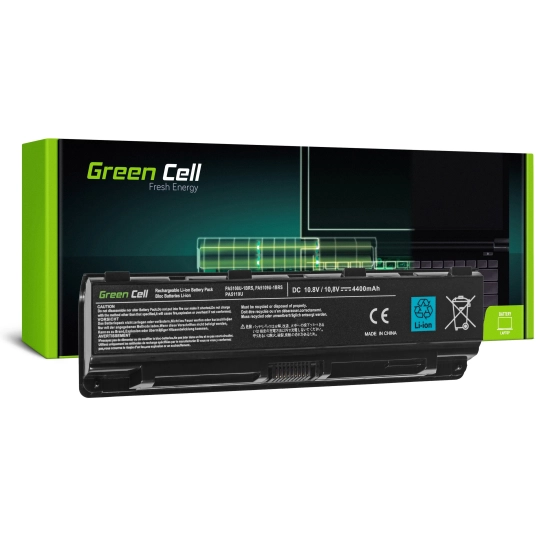 Czarna bateria laptopowa Green Cell TS13V2, wariant 4400 mAh i 10,8 V, widok produktu.