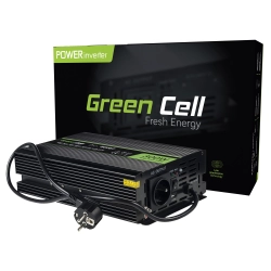 Czarna przetwornica napięcia Green Cell INV07 12V na 230V, 300W/600W.