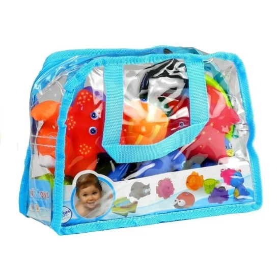 LEAN TOYS Zwierzęta morskie do kąpieli z sitkiem 12 el.