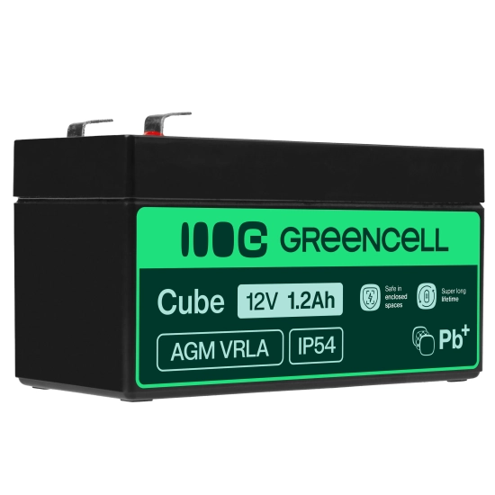Akumulator Green Cell AGM17, wariant AGM VRLA 12 V 1,2 Ah, złącze Faston 187 (F1).