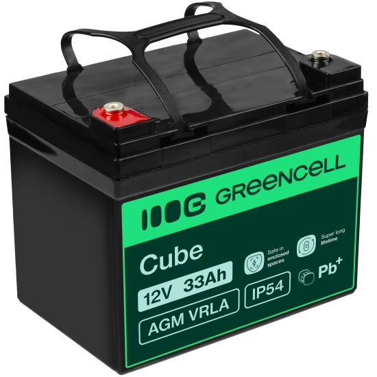 Akumulator Green Cell AGM21, wariant AGM VRLA 12 V 33 Ah, złącze M5 (F3).